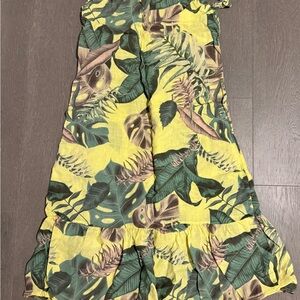 Tropical Leaf Print Maxi Dress